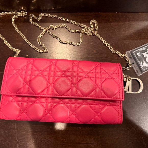 Dior | Bags | Dior Pink Quilted Lady Dior Rendezvous Wallet On Chain ...